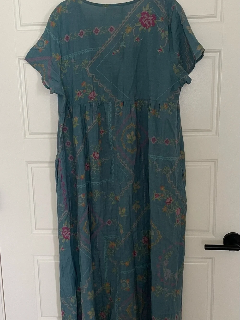 NATURAL LIFE Teal Floral Button-Front Maxi Dress - Picture 4 of 9